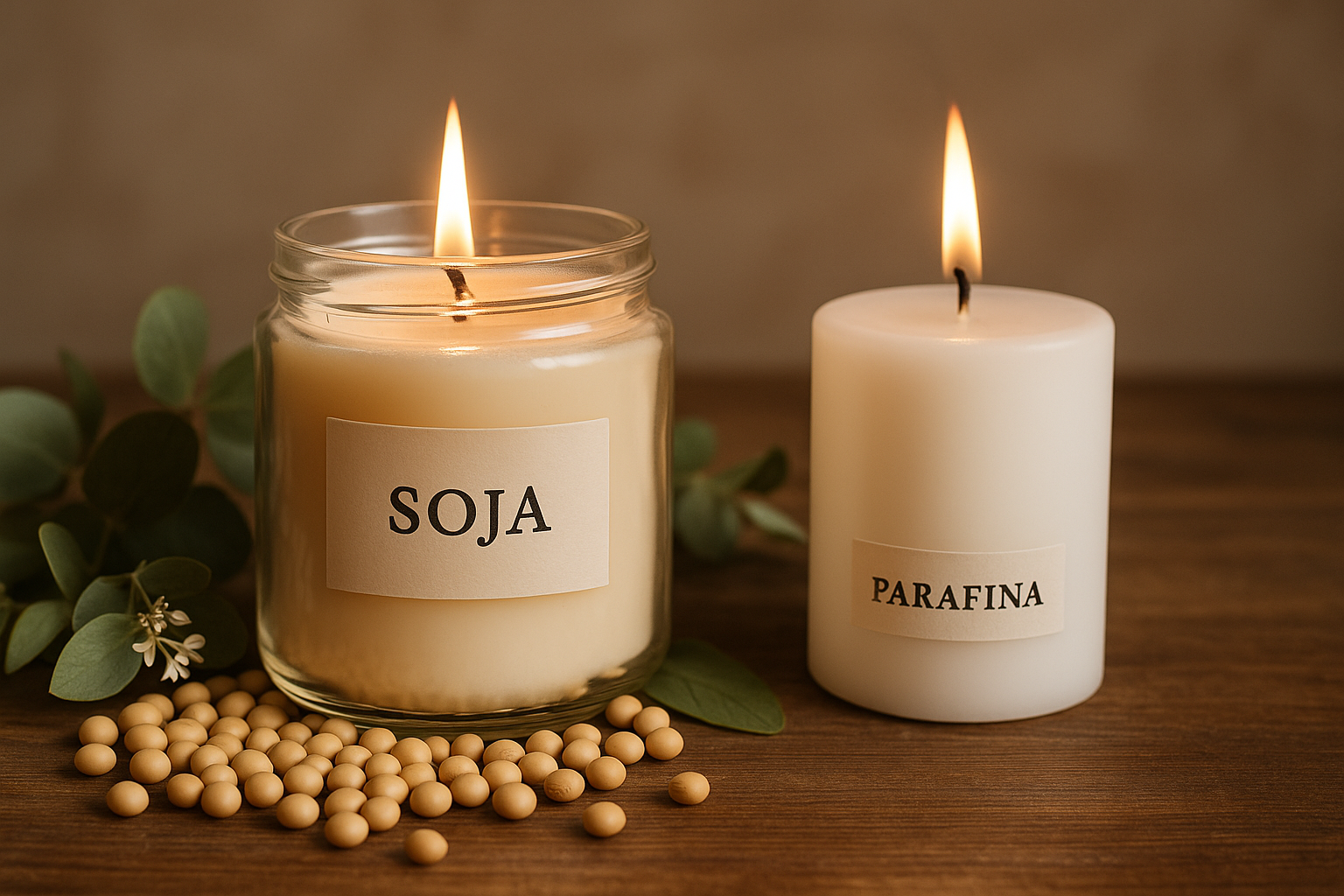 Comparación entre vela de soja y parafina